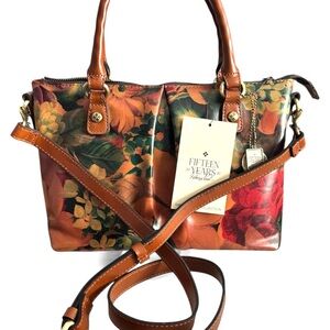 Patricia Nash Zora Multi Print Floral Leather Satchel, NWT